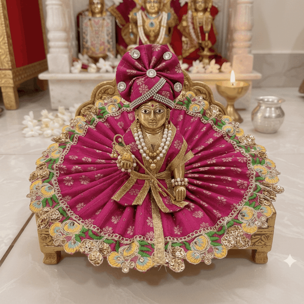 Magenta Color Poshak with Pagdi and Choli