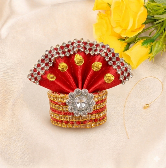 Ladoo Gopal Ji Mukut - Red