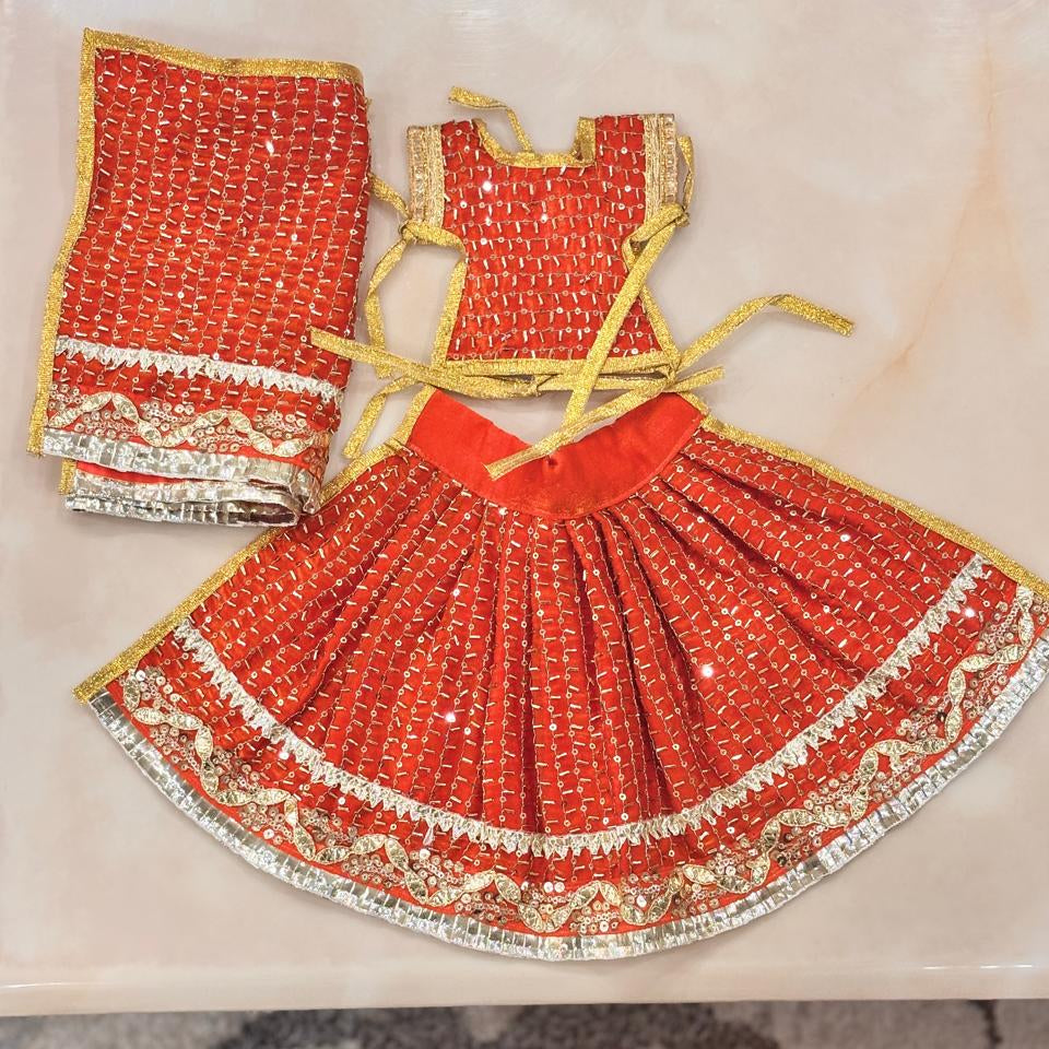 Narangi Tejasvi Sona-Laced Durga Lehenga Chunri Set