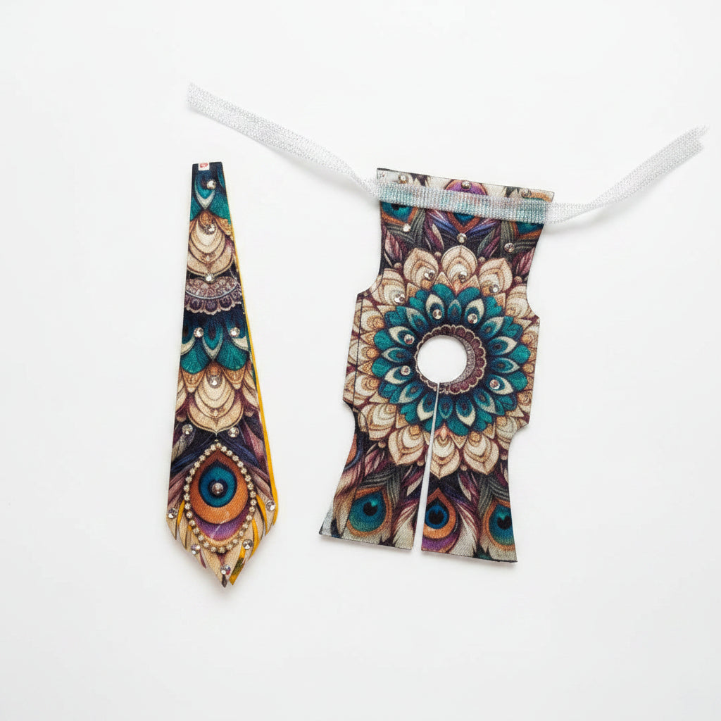 Peacock Feather Multicolor Theme Poshak Set for Ladoo Gopal JI 