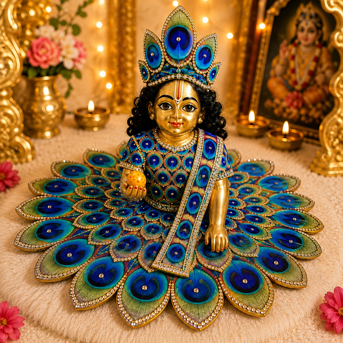 Peacock Feather Theme Poshak with Pagdi