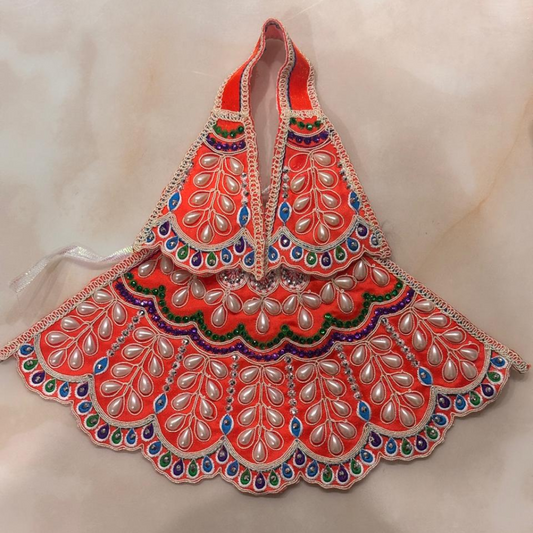 Rajat Madhuri Orange Pearl Shringar Lehenga Patka Set