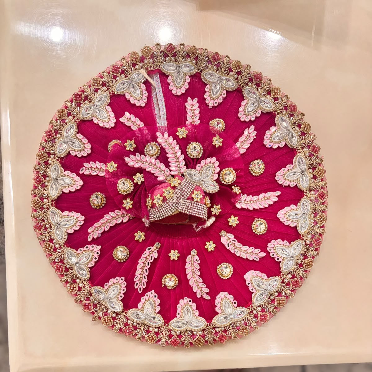 Rani Magenta Pankh-Kriti Kundan & Pagdi Set for Laddu Gopal