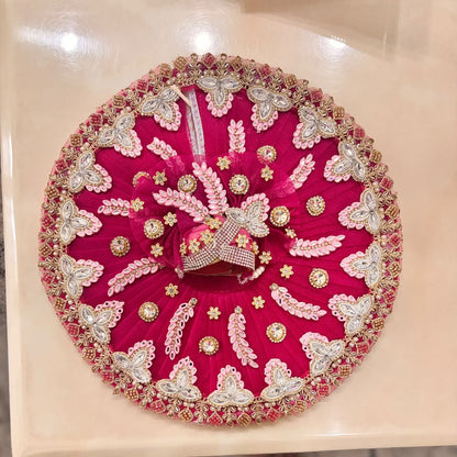 Rani Magenta Pankh-Kriti Kundan & Pagdi Set for Laddu Gopal
