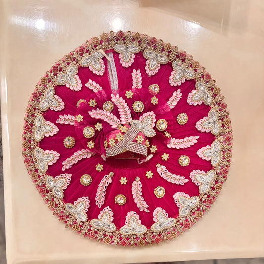 Rani Magenta Pankh-Kriti Kundan & Pagdi Set for Laddu Gopal