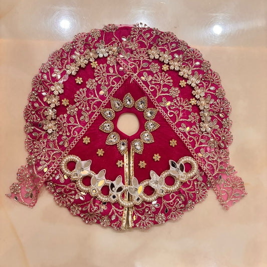 Rani Pink Pearl-Kriti Mirror & Zari Heavy Poshak for Laddu Gopal