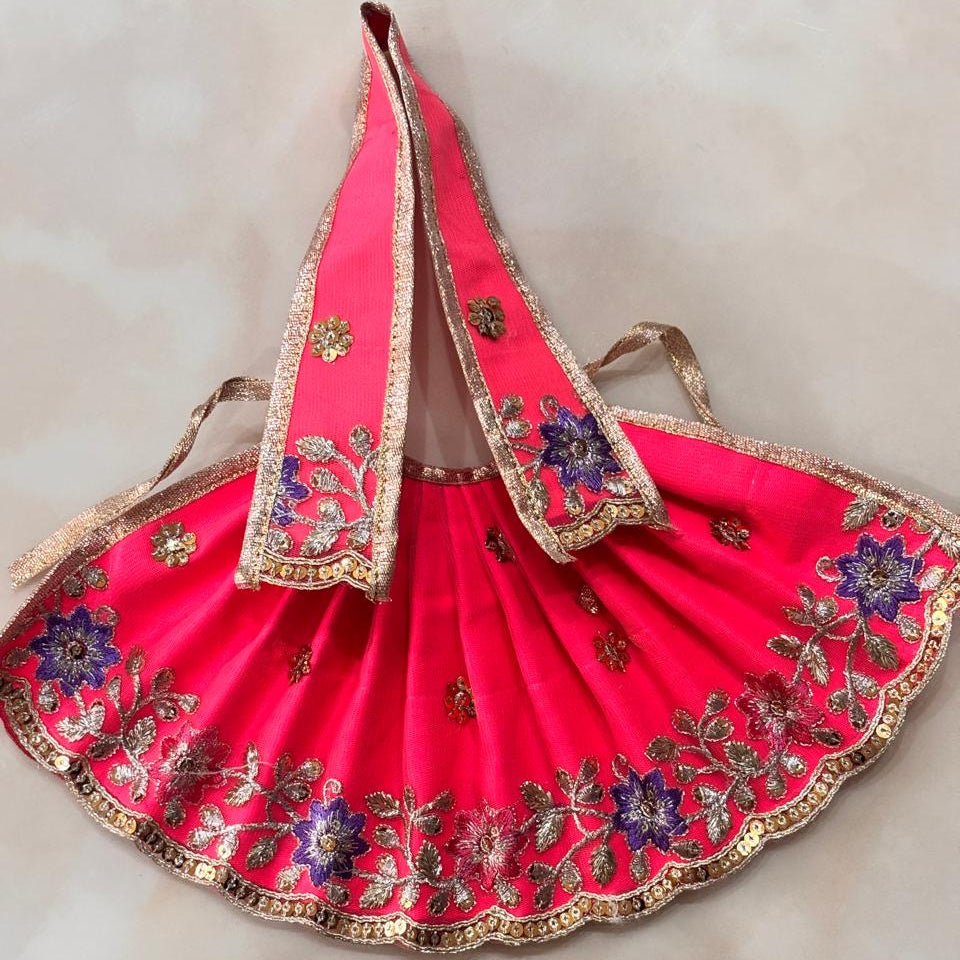 Rani Pink Pushpa Vatika Mata Rani Lehenga Patka Set