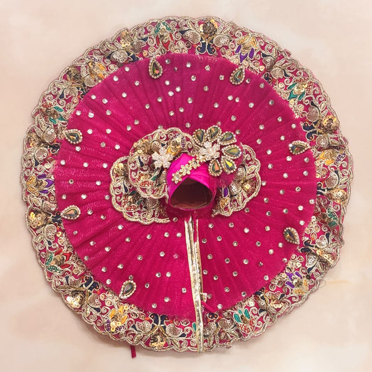 Rani Pink Ratna-Kriti Kundan & Stone Heavy Poshak for Laddu Gopal