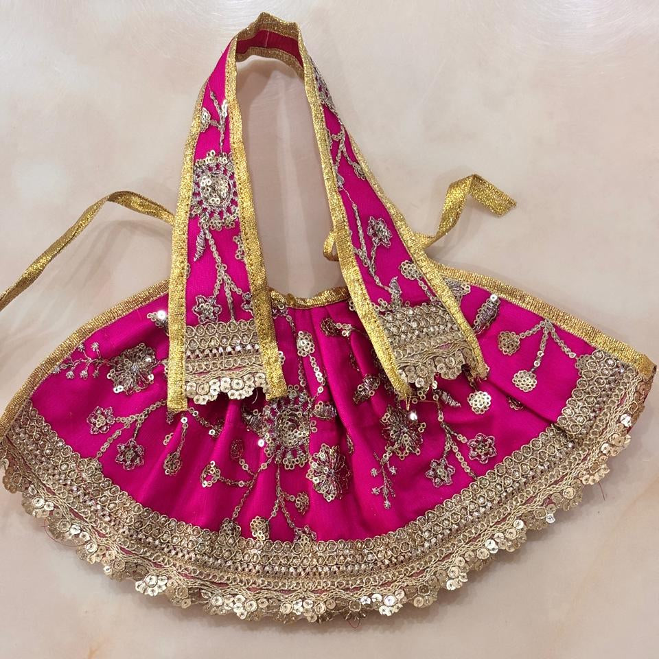 Rani Pink Swarna-Resham Mata Rani Lehenga Patka Set
