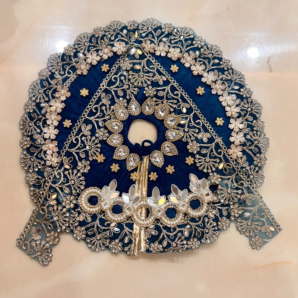 Tejal Blue Pearl-Kriti Mirror & Zari Heavy Poshak for Laddu Gopal