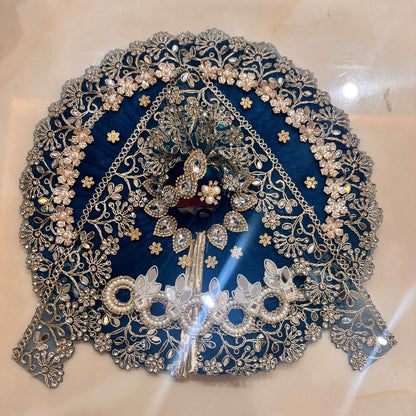 Tejal Blue Pearl-Kriti Mirror & Zari Heavy Poshak for Laddu Gopal