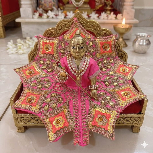 Blossom Pink Designer Laddu Gopal Dress with Star Shape Sequin Border
