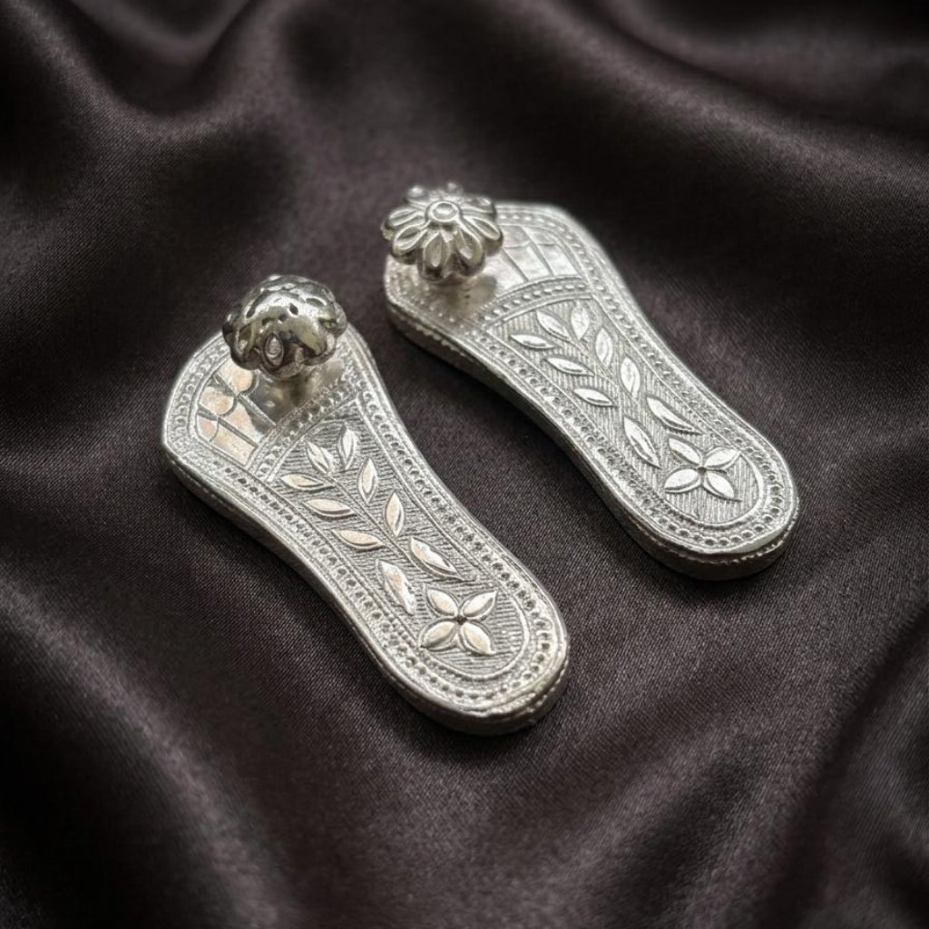 Premium German Silver Charan Paduka for Ladoo Gopal Ji used in daily seva and shringar